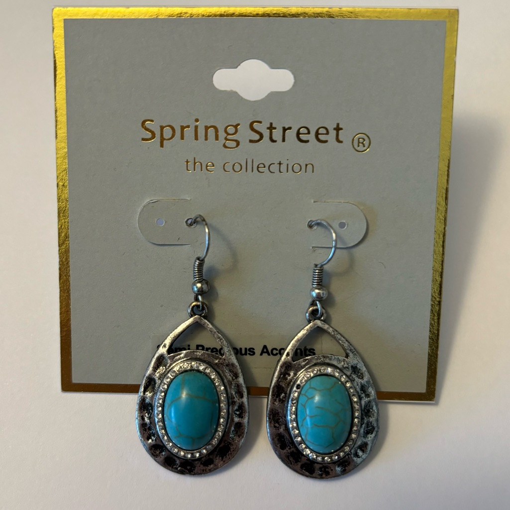 Spring Street Nwt Semi-Precious Accents Southwest Turquoise Dangle Earrings 20$